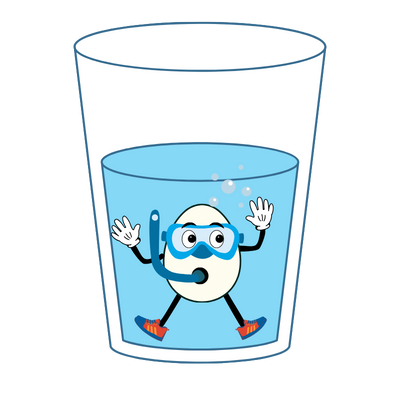 Humpty sumerxido nun vaso de auga con gafas de bucear.