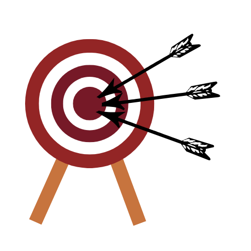 Tres frechas nunha diana