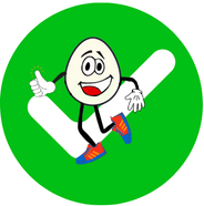 Debuxo de humpty dumpty cunha paleta de votación positiva que é de cor verde'