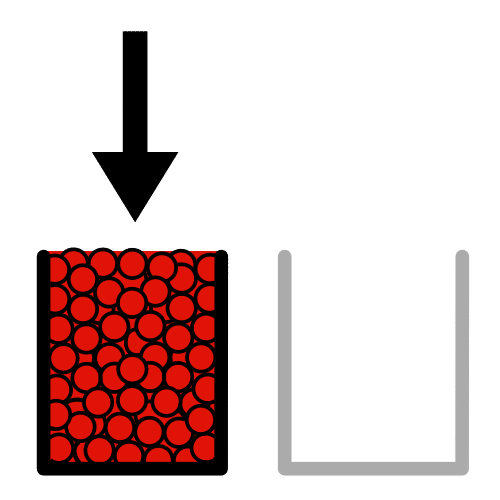 Un recipiente no que se que está composto por moitos círculos pequenos.