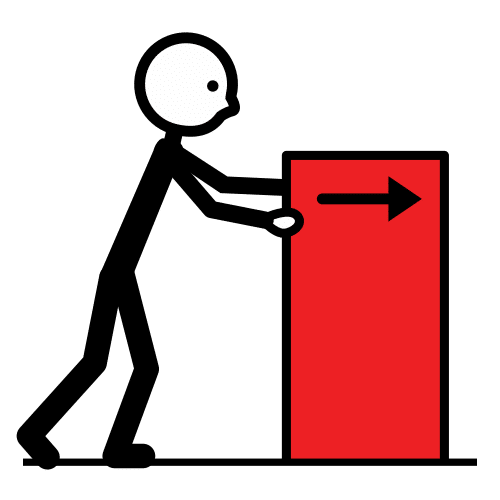 Persoa empurrando un bloque