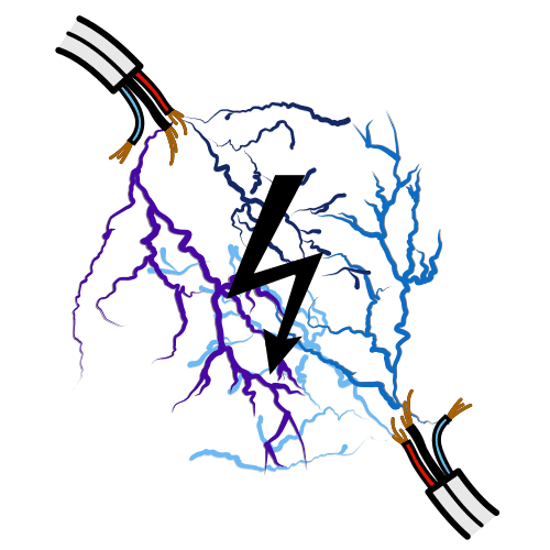 Un cable aberto con enerxía eléctrica.