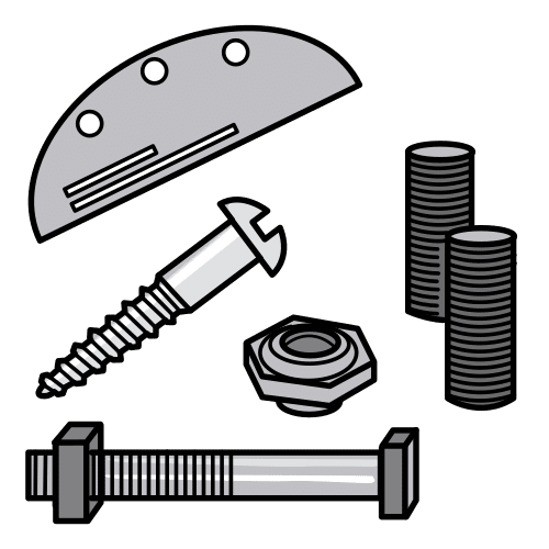 Pezas de metal para montar un prototipo.
