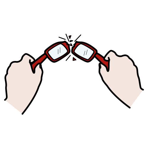 Mans rompendo uns lentes