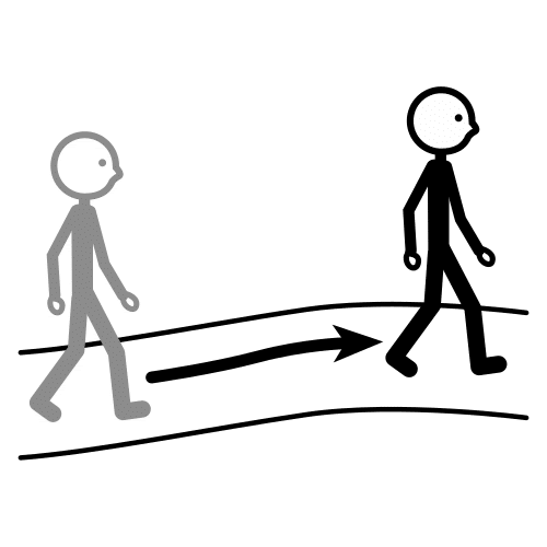 Pictograma que representa o movemento dun lugar a outro.