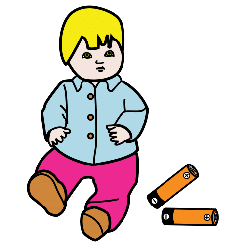 Pictograma que representa un boneco e unhas pilas.