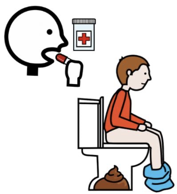 Persoa que tomou unha medicación que lle deu moitas ganas de ir ao baño a facer caca.
