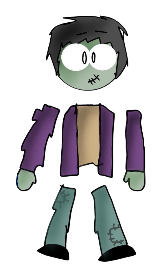 Frankenstein cos ósos rotos.