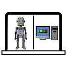 Pictograma no que aparece un ordenador e un robot