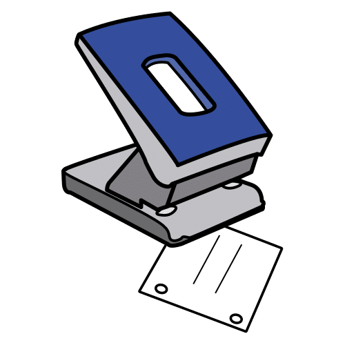 Pictograma que representa un sacabocados: aparello para facer orificios