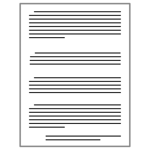 Pictograma que mostra unha folla de texto escrito