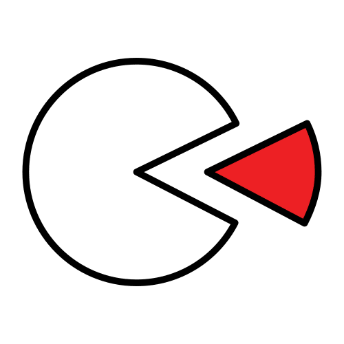 Pictograma no que se representa un círculo do que se extrae unha pequena parte