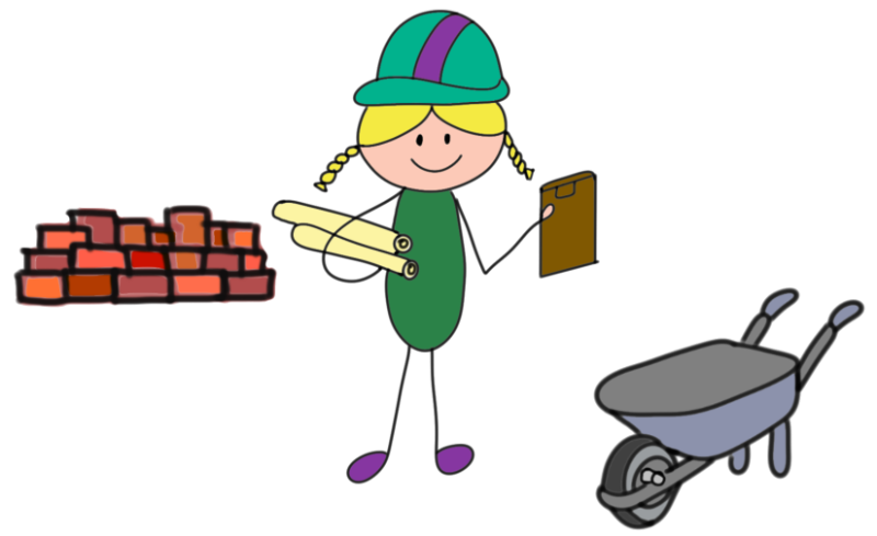 Dibujo arquitecta obra