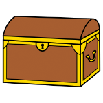 Imagen de una caja grande con tapa, asas y cerradura