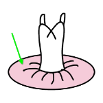 Imagen de un traje de bailarina señalando el tul de la falda