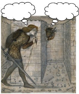 Bocadillo diálogo. Teseo y el minotauro en el laberinto