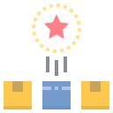 Dos cajas amarillas y una violeta con una estrella