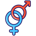 Símbolos género masculino y femenino entrelazados