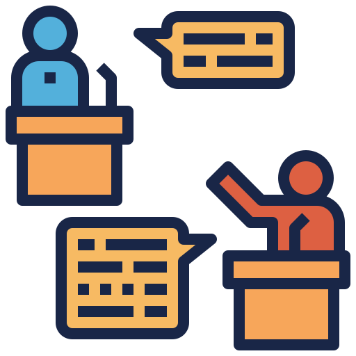 Persona dando argumentos a otra