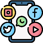 Teléfono con iconos de redes sociales