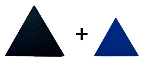 Triángulo negro más triángulo pequeño azul claro