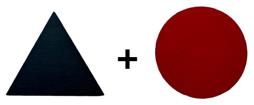 Triángulo negro más círculo rojo