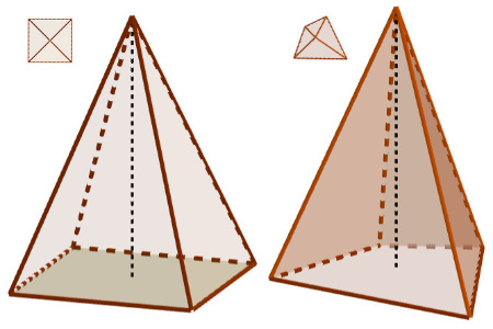 Dos pirámides, regular y otra irregular