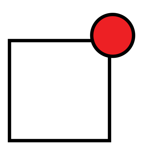 Cuadrado con el vértice señalado.