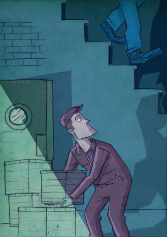 Ladrón robando una caja