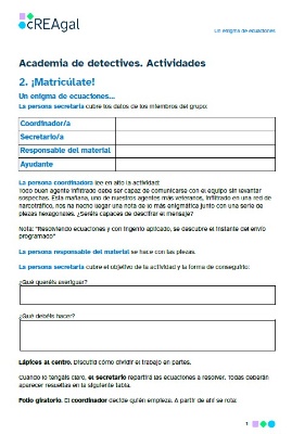 Captura ficha Un enigma de ecuaciones (cREAgal) Captura ficha Un enigma de ecuaciones