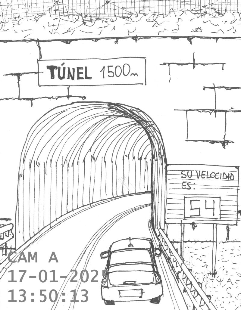 Coche blanco entrando en un túnel