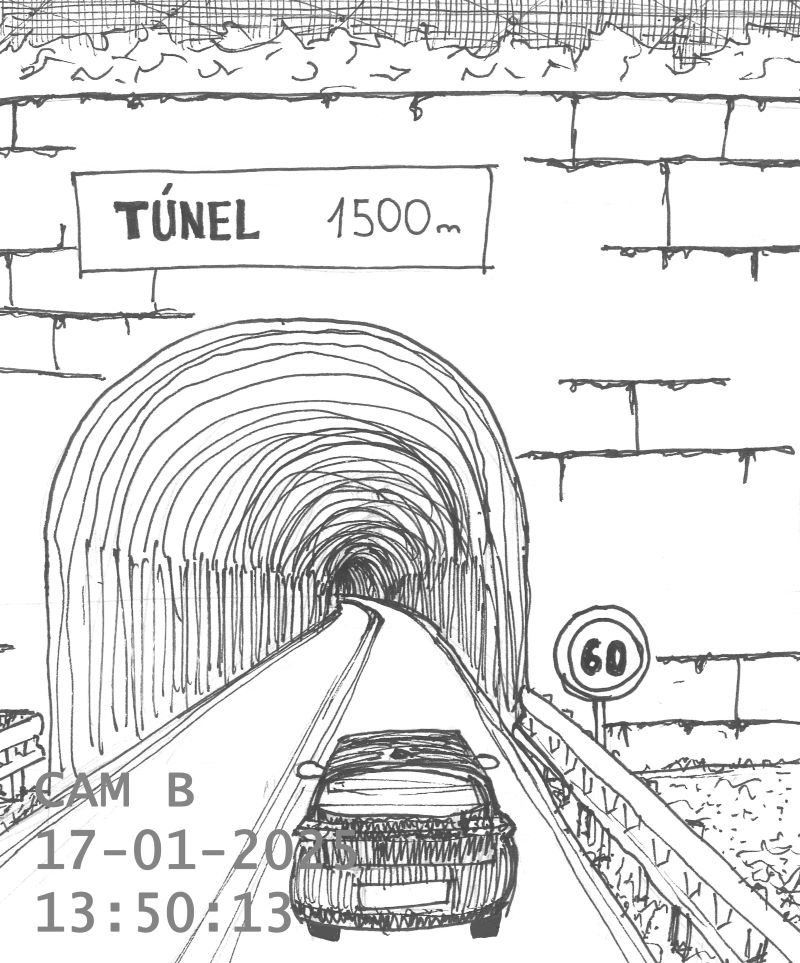 Coche negro entrando en un túnel