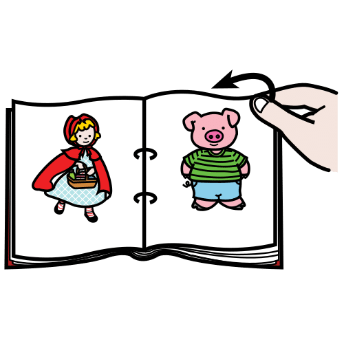 Libro con caperucita roja y con un cerdito