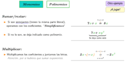 Operaciones con monomios y polinomios