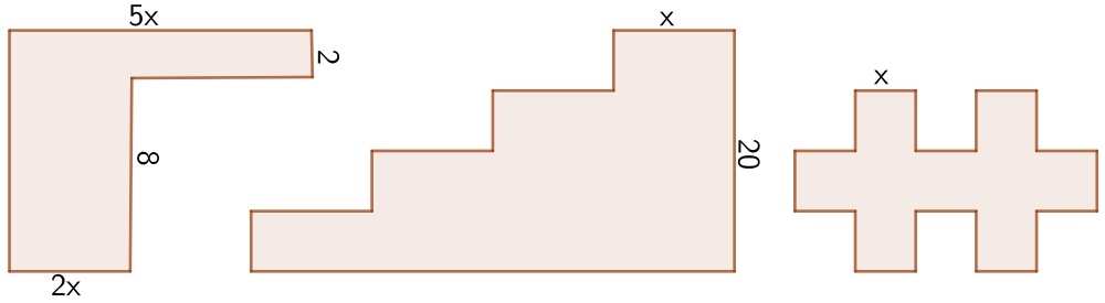 Tres polinomios con algunos datos en los lados