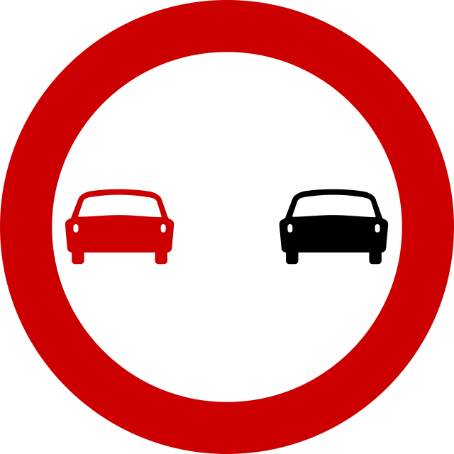 Señal de tráfico de prohibido adelantar Señal de tráfico de prohibido adelantar