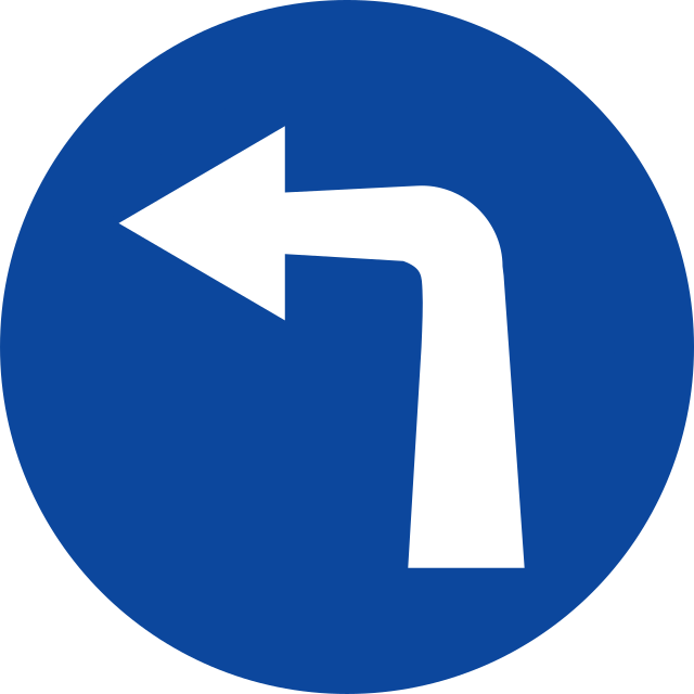 Señal de tráfico de obligatorio girar a la izquierda Señal de tráfico de obligatorio girar a la izquierda