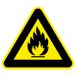 Señal de peligro de incendio por materiales inflamables.