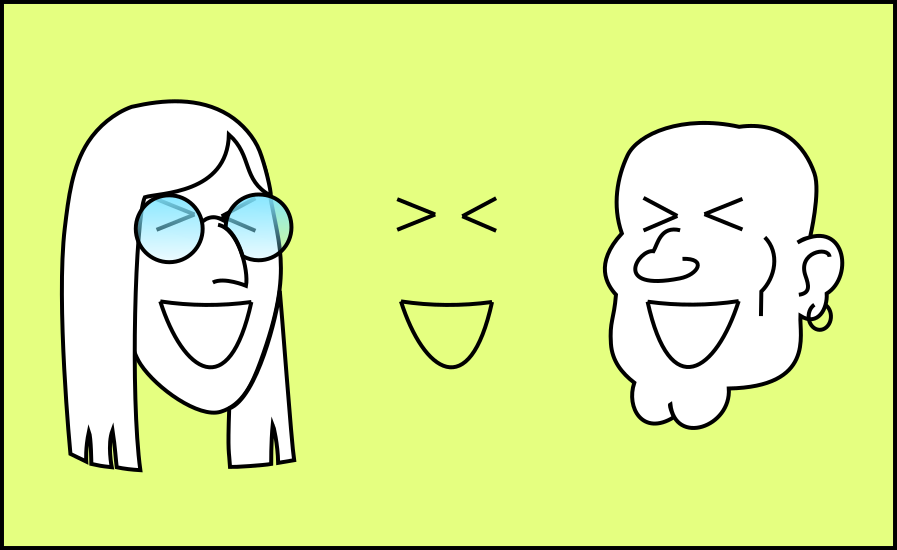 Personaxes con expresión de risa