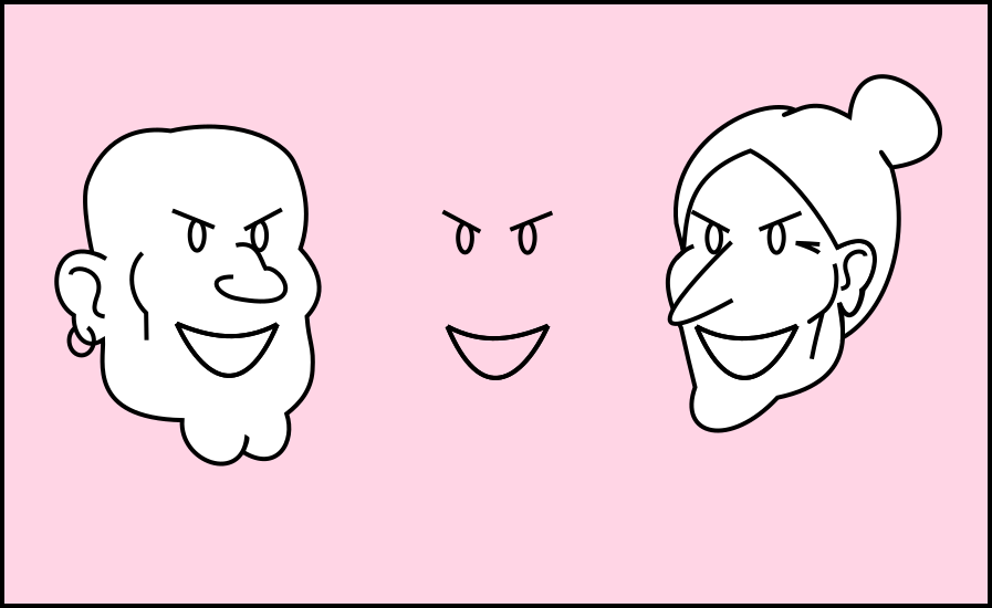 Personaxes con expresión de malicia