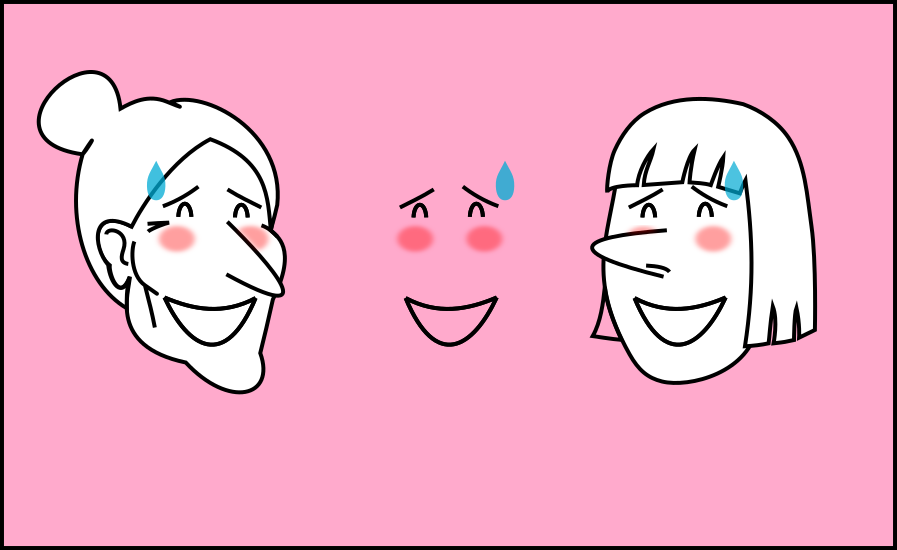 Rostros con expresión de vergoña