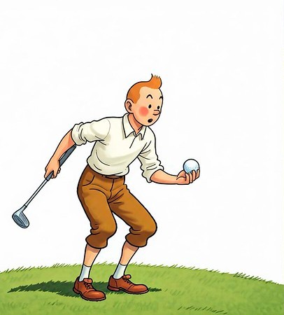 Tintín xogando ao golf