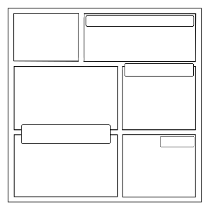 Carteleiras en distintas posicións nas viñetas