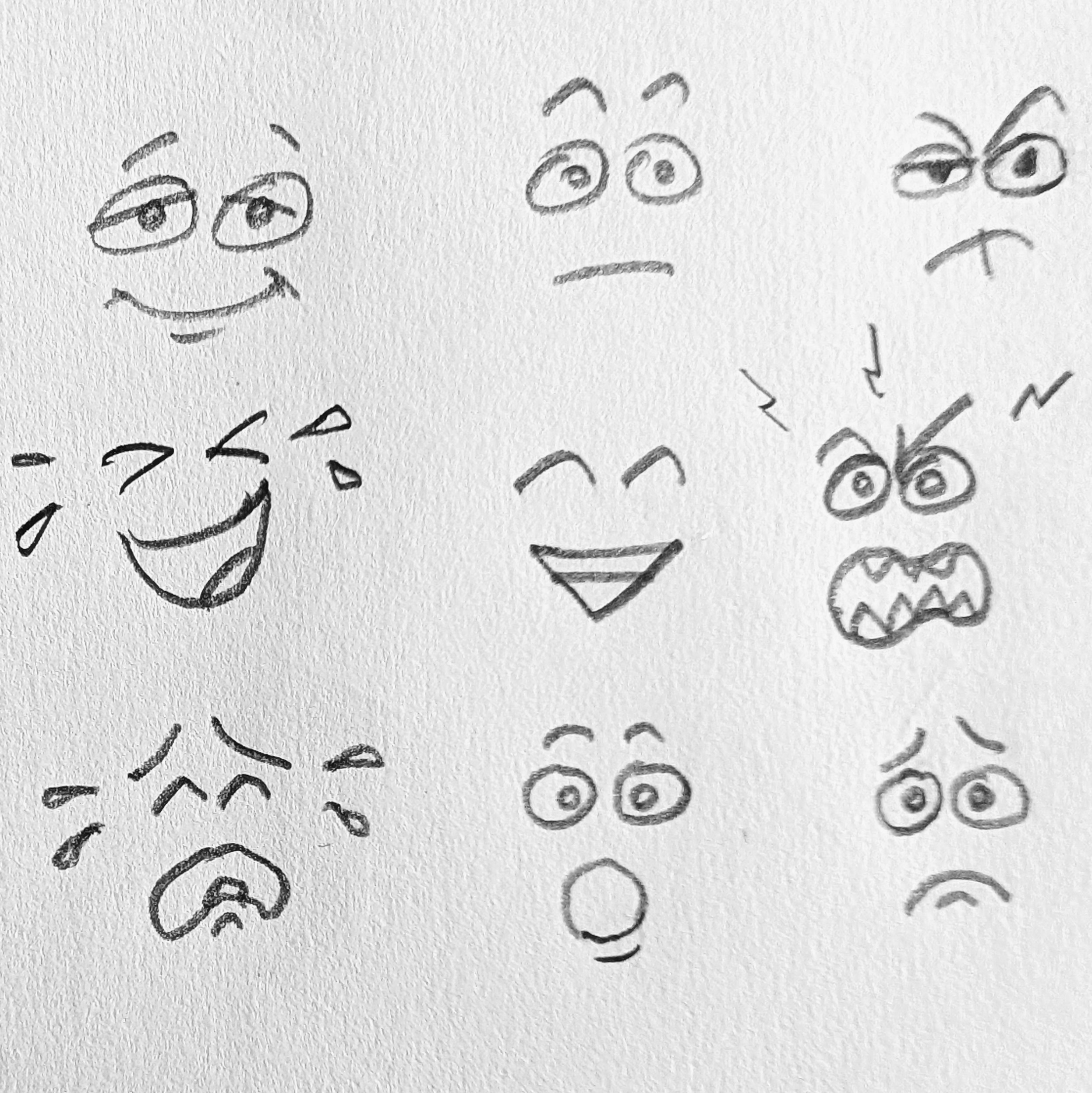 Varios rostros esquemáticos con diferentes expresións