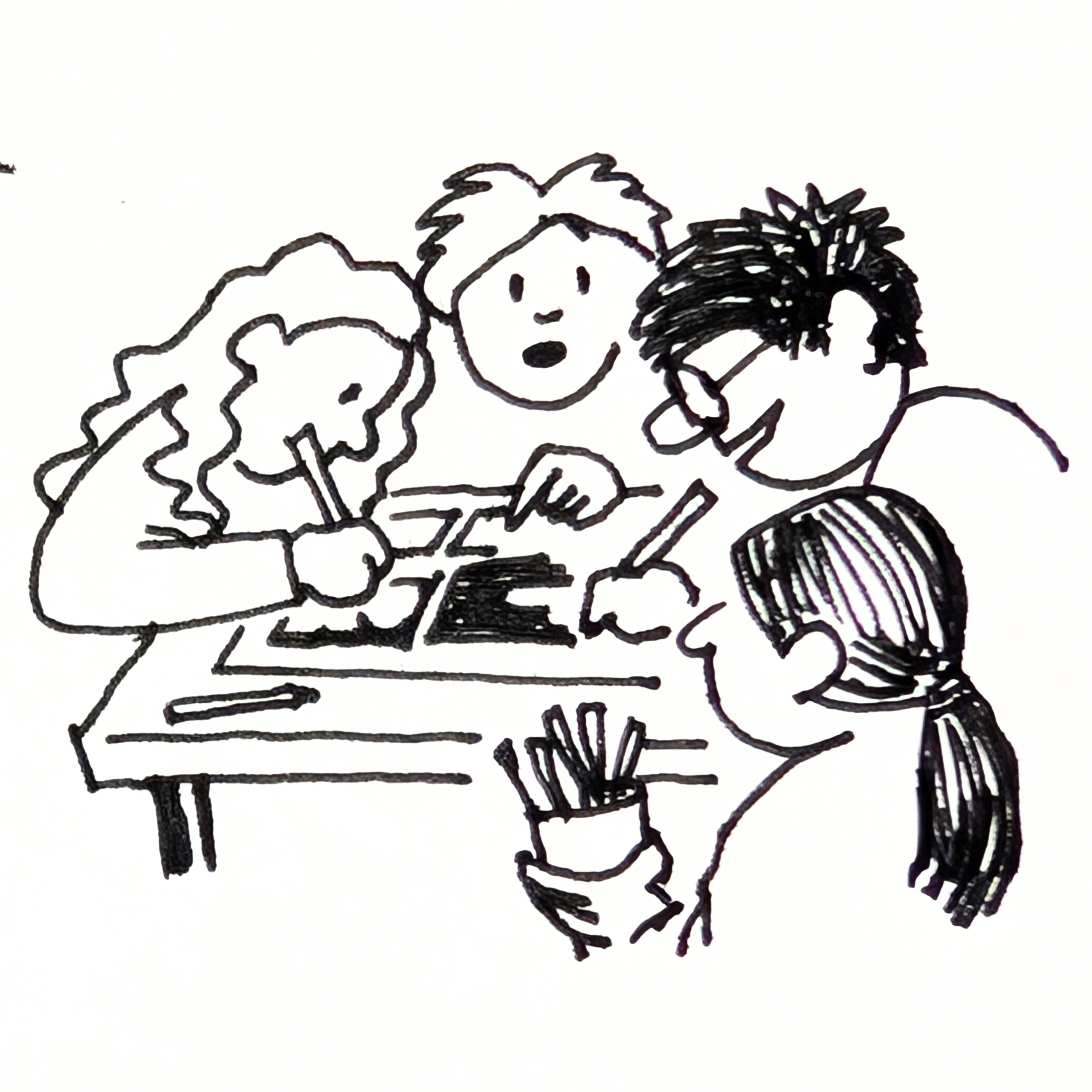 Varios alumnos traballando en equipo