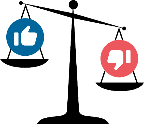 Balanza de aspectos positivos e negativos