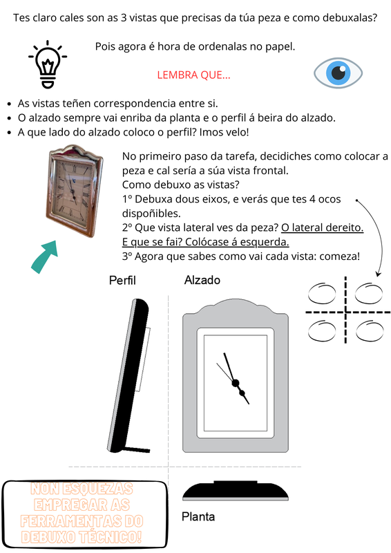 Resolución da tarefa e colocación das vistas diédricas.