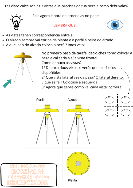 Resolución da tarefa e colocación das vistas diédricas.