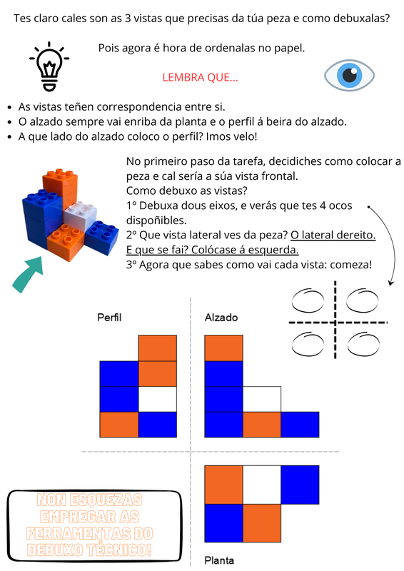 Resolución da tarefa e colocación das vistas diédricas.