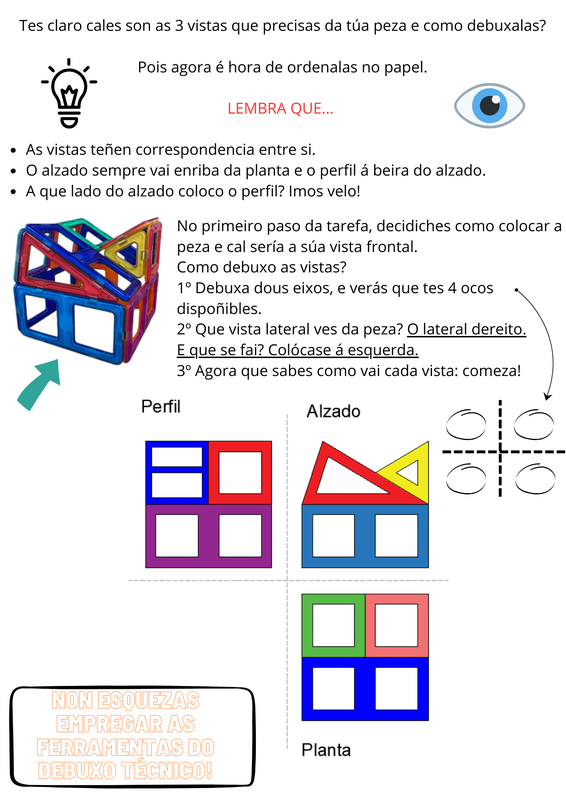 Resolución da tarefa e colocación das vistas diédricas.